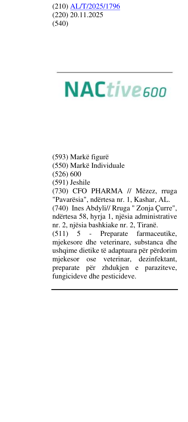 Zëri i markës 600 në buletin