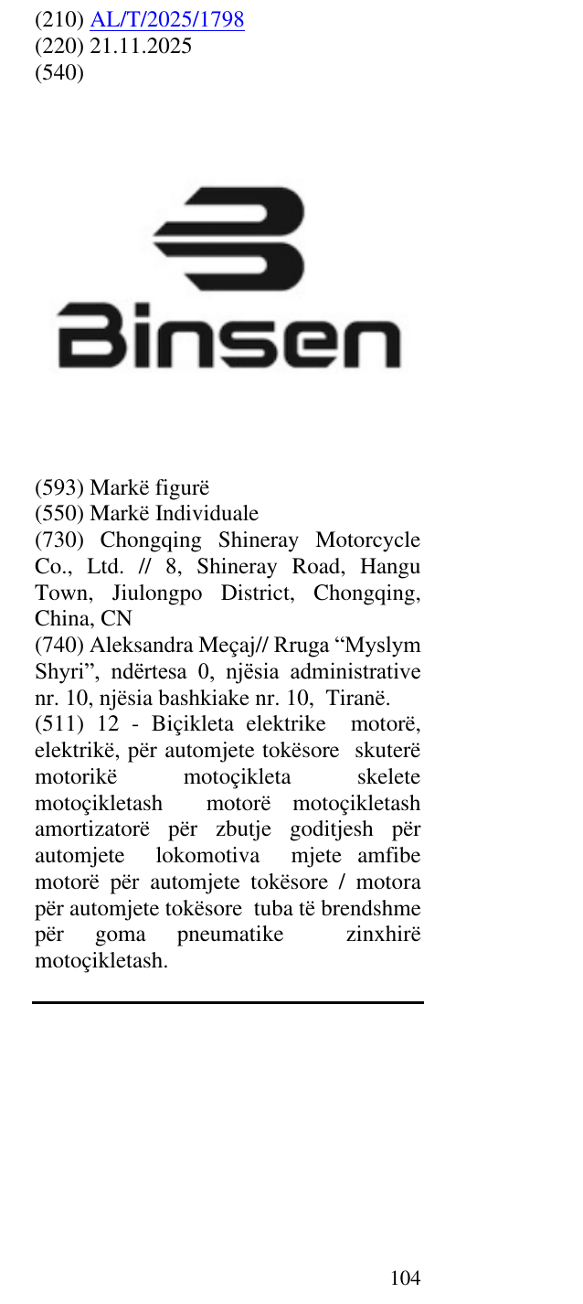 Zëri i markës BINSEN në buletin