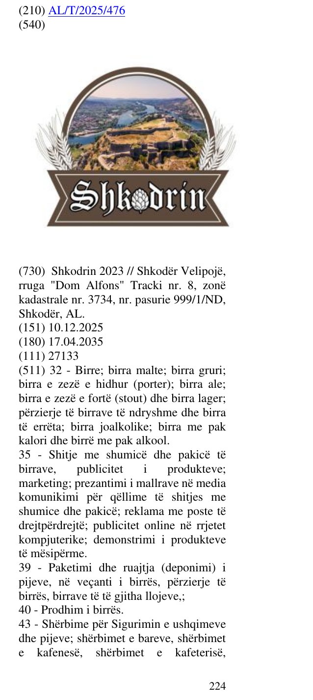 Zëri i markës Shkodrin në buletin
