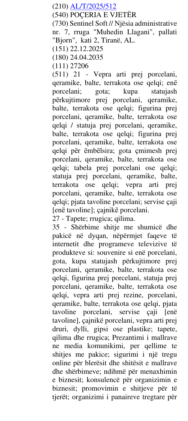 Zëri i markës POÇERIA E VJETËR në buletin
