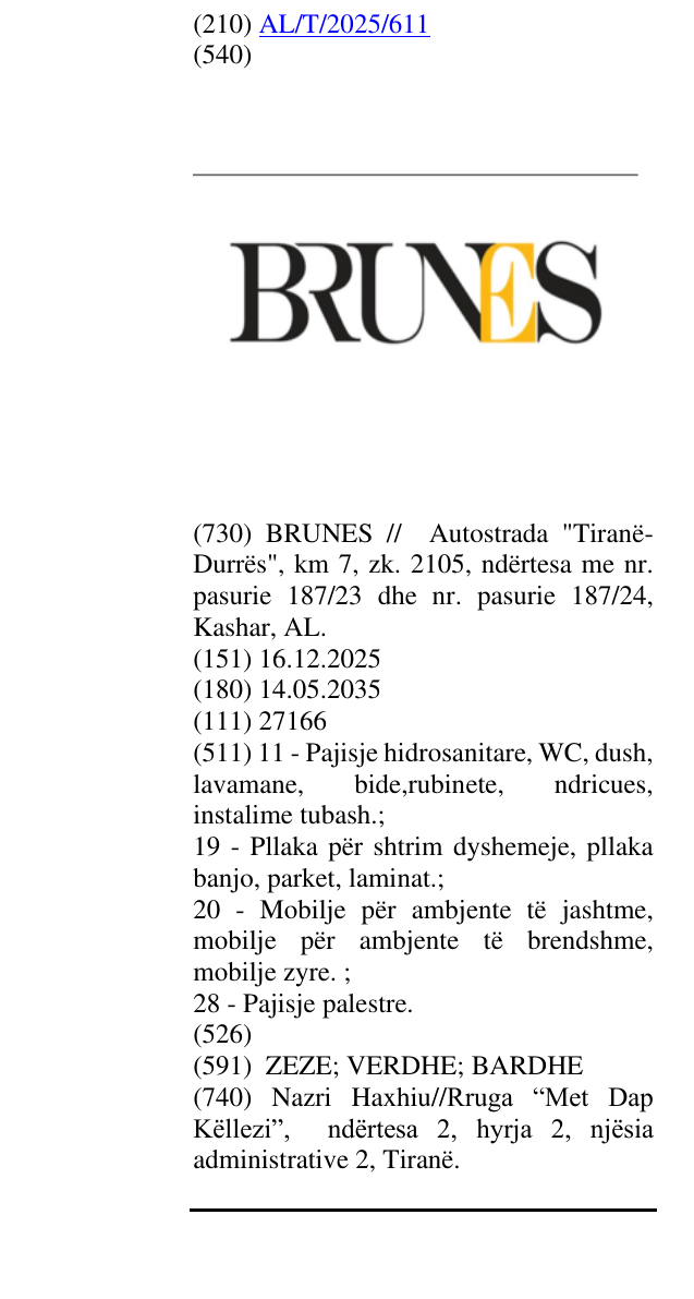 Zëri i markës BRUNES në buletin