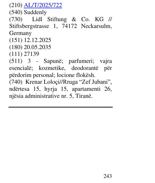 Zëri i markës Suddenly në buletin