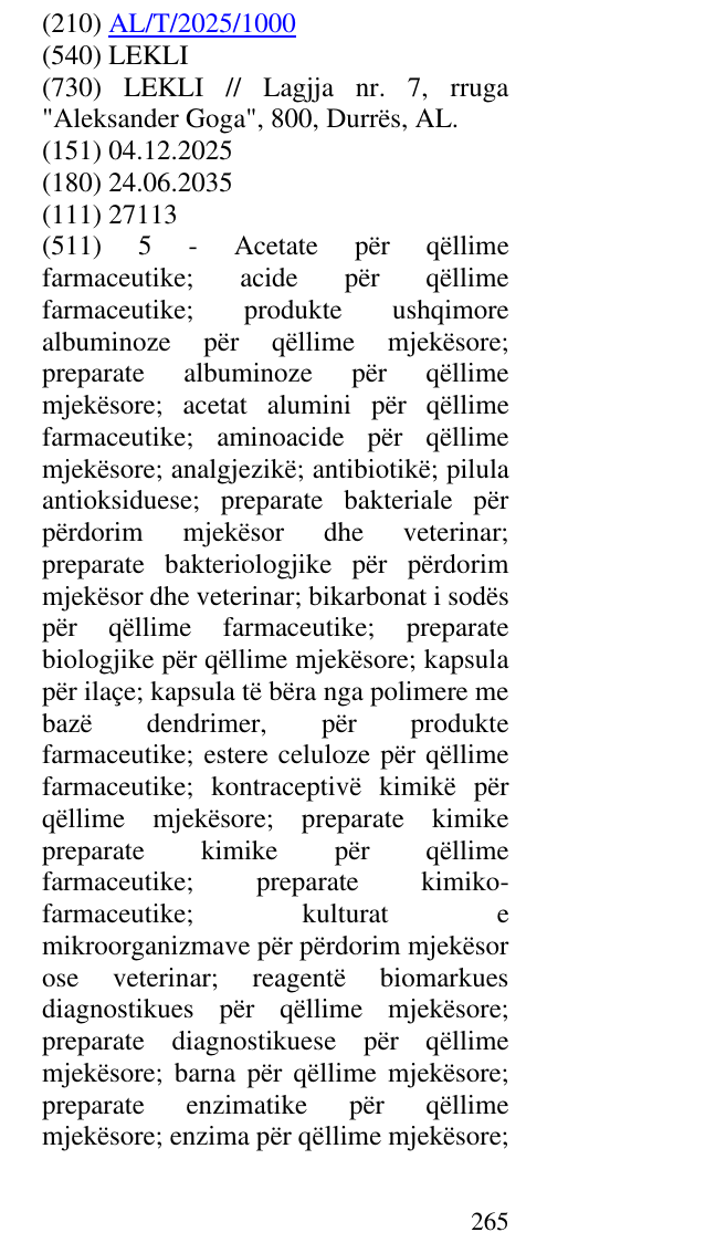Zëri i markës LEKLI në buletin