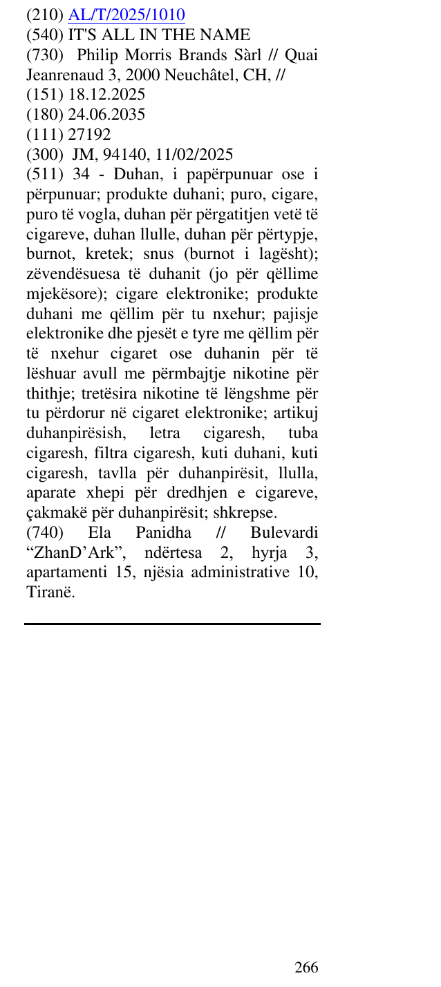Zëri i markës IT'S ALL IN THE NAME në buletin