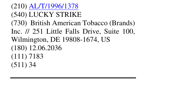 Zëri i markës LUCKY STRIKE në buletin