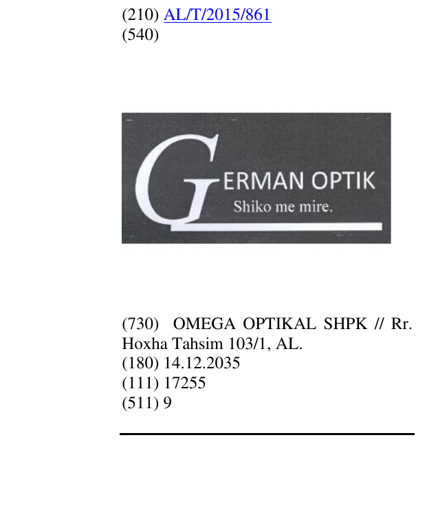 Zëri i markës German Optik në buletin