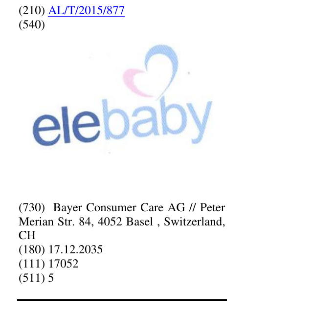 Zëri i markës elebaby në buletin