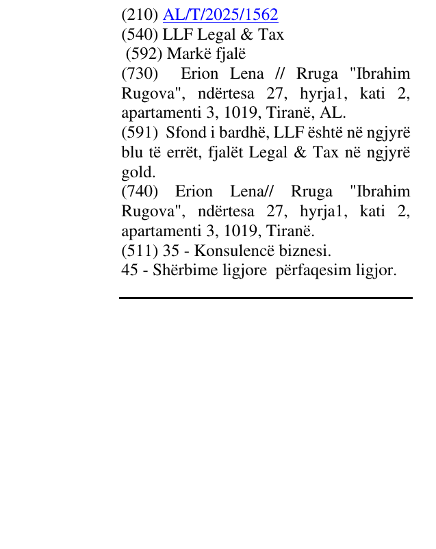 Zëri i markës LLF Legal & Tax në buletin