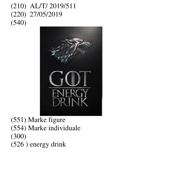 Zëri i markës energy drink Buletini i Pronësisë Industriale 13 në buletin