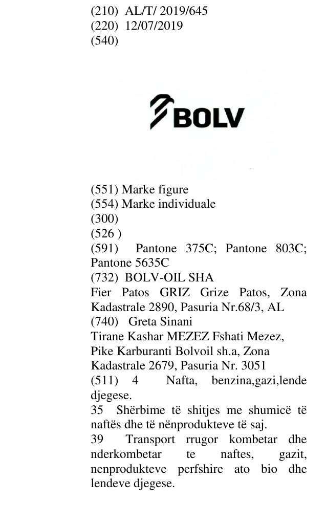 Zëri i markës BOLV në buletin