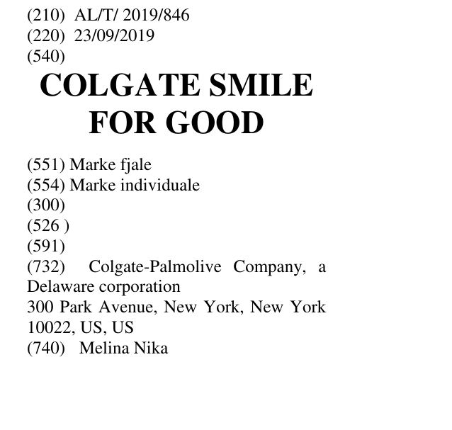 Zëri i markës COLGATE SMILE FOR GOOD në buletin