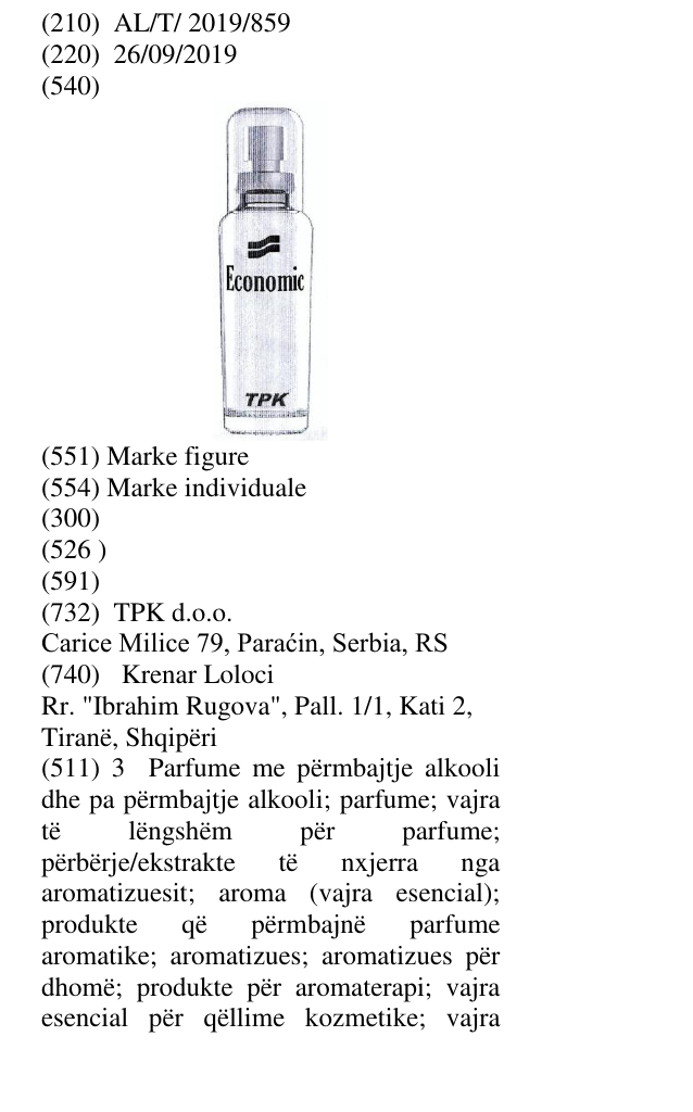Zëri i markës Economic TPK në buletin