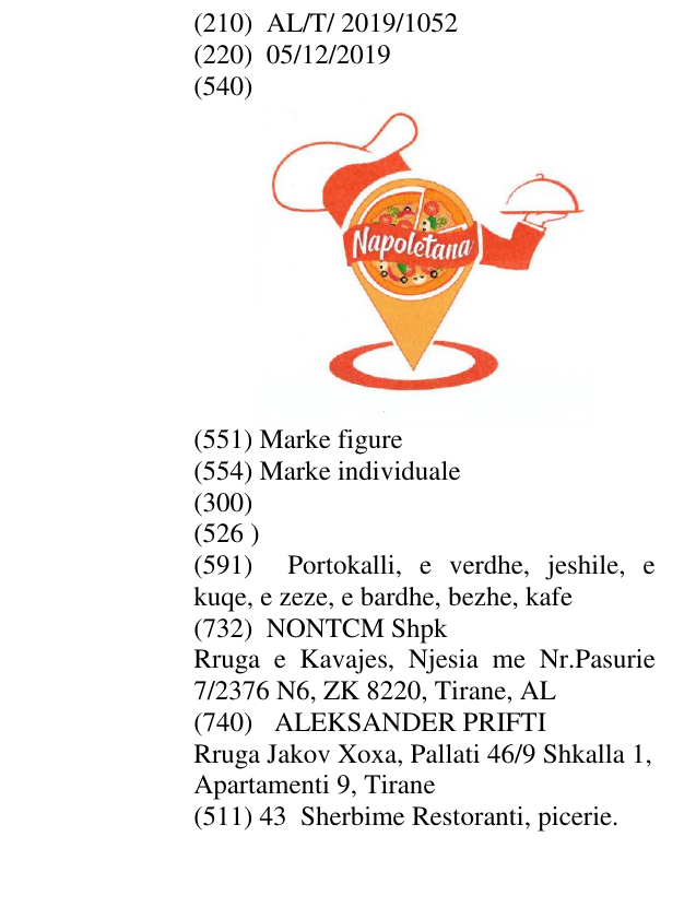 Zëri i markës Napoletana në buletin