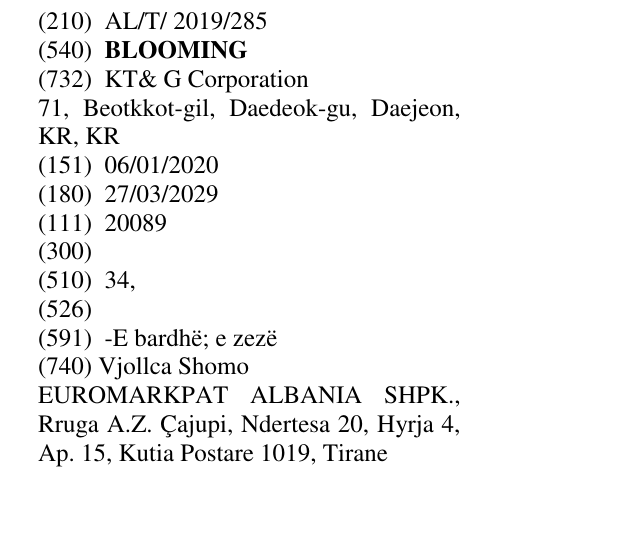 Zëri i markës BLOOMING në buletin