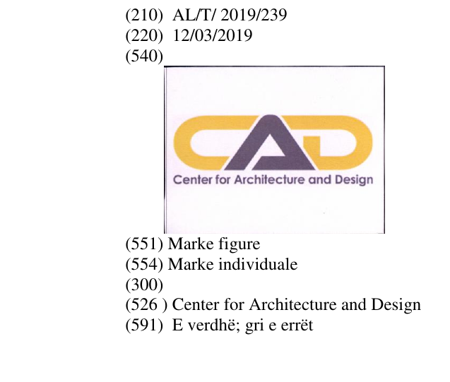 Zëri i markës Center for Architecture and Design në buletin