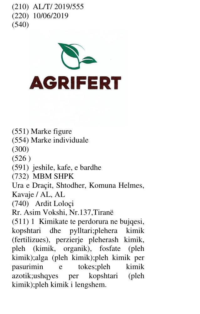 Zëri i markës AGRIFERT në buletin