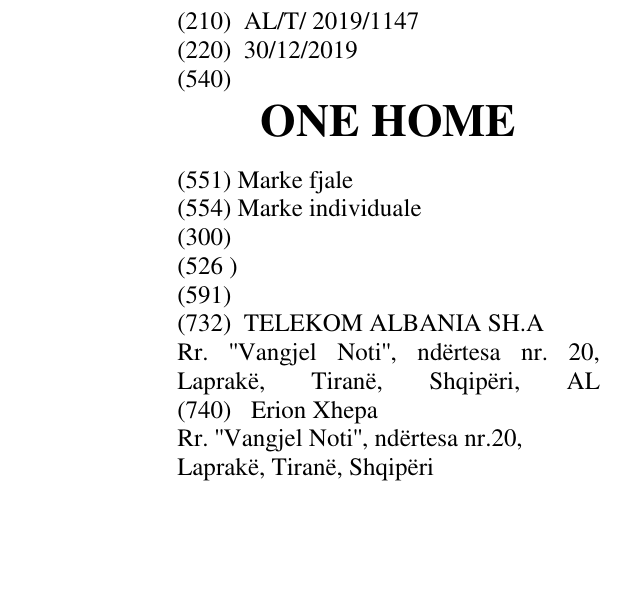 Zëri i markës ONE HOME në buletin