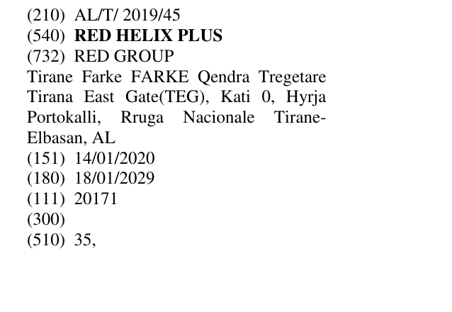 Zëri i markës RED HELIX PLUS në buletin