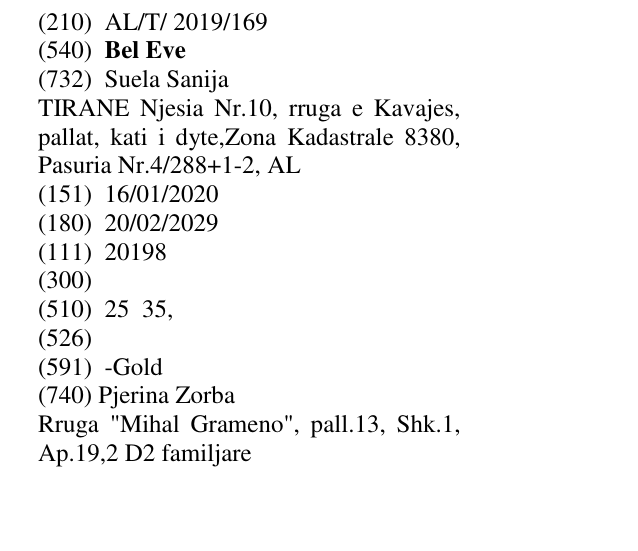 Zëri i markës Bel Eve në buletin