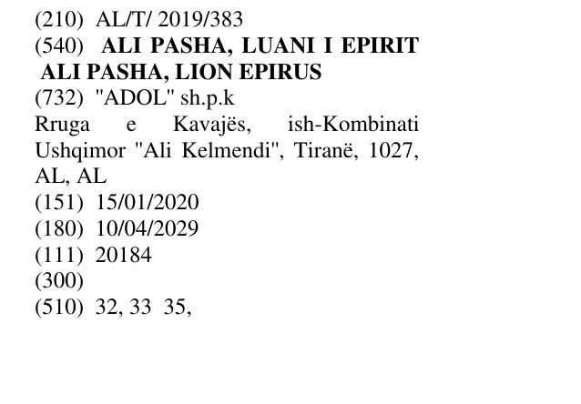 Zëri i markës ALI PASHA, LUANI I EPIRIT ALI PASHA, LION EPIRUS në buletin