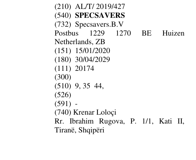 Zëri i markës SPECSAVERS në buletin