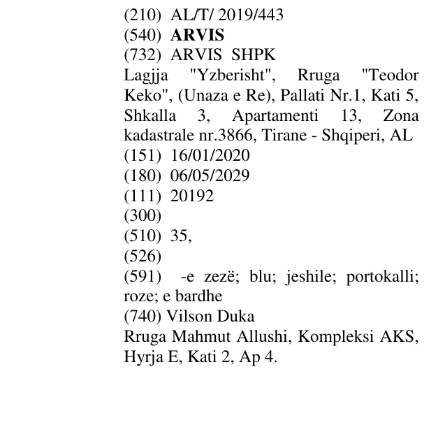 Zëri i markës ARVIS në buletin