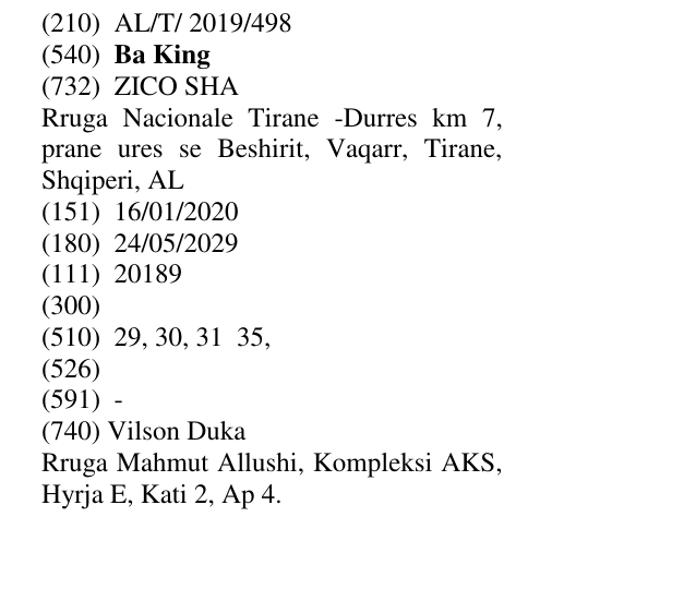 Zëri i markës Ba King në buletin