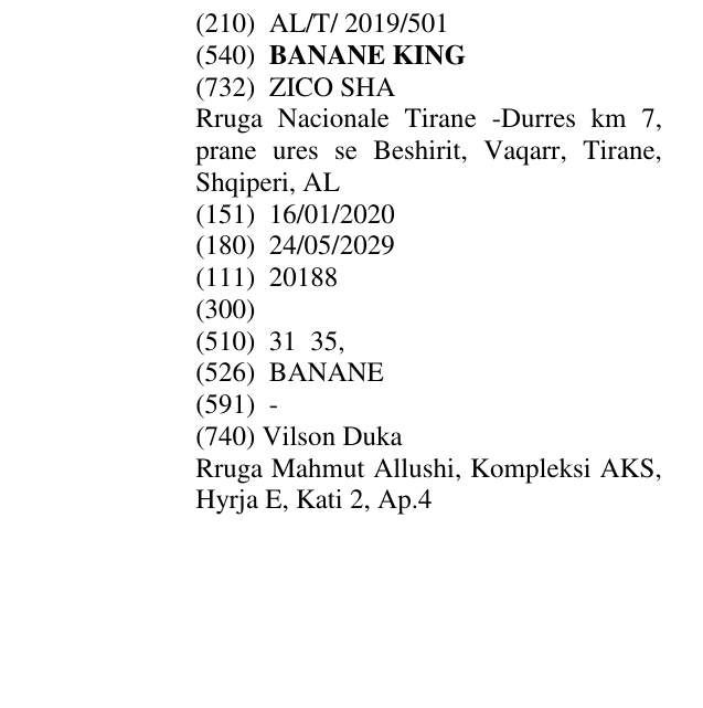Zëri i markës BANANE KING në buletin