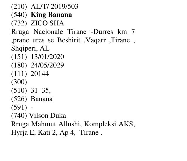 Zëri i markës King Banana në buletin
