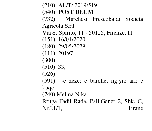 Zëri i markës POST DEUM në buletin