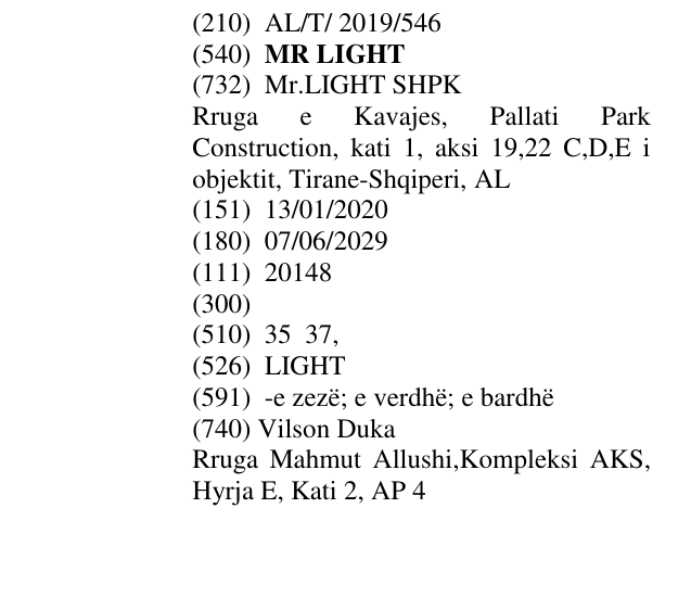 Zëri i markës MR LIGHT në buletin