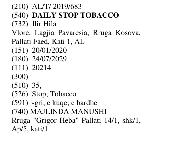 Zëri i markës DAILY STOP TOBACCO në buletin