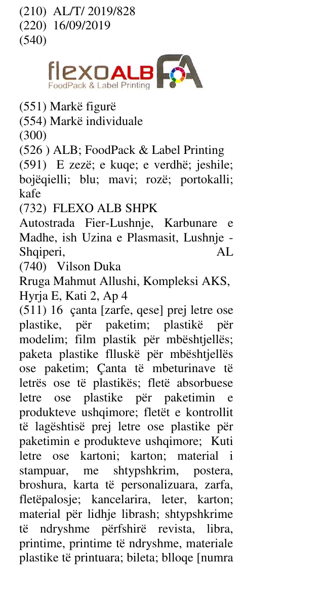 Zëri i markës ALB; FoodPack & Label Printing në buletin