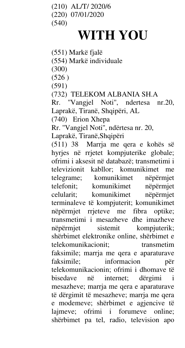Zëri i markës WITH YOU në buletin