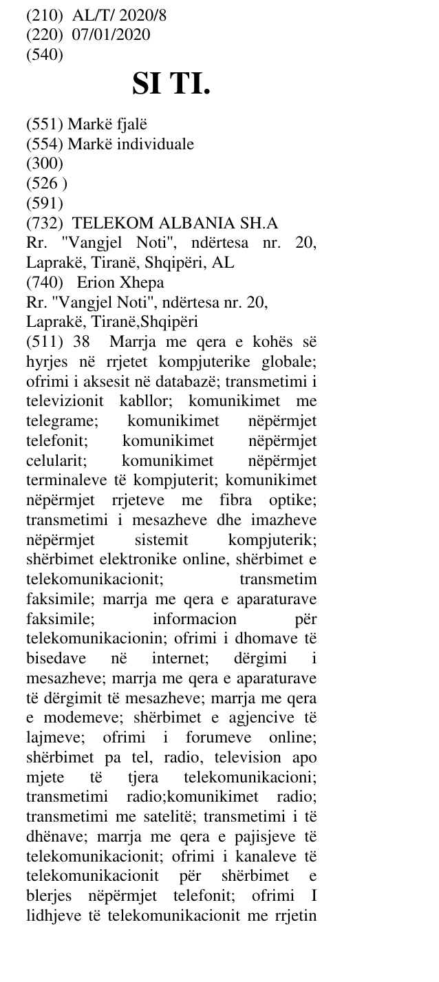 Zëri i markës SI TI. në buletin