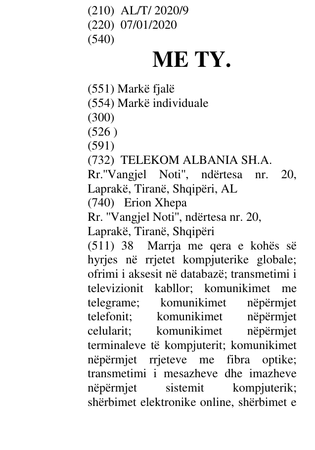 Zëri i markës ME TY. në buletin