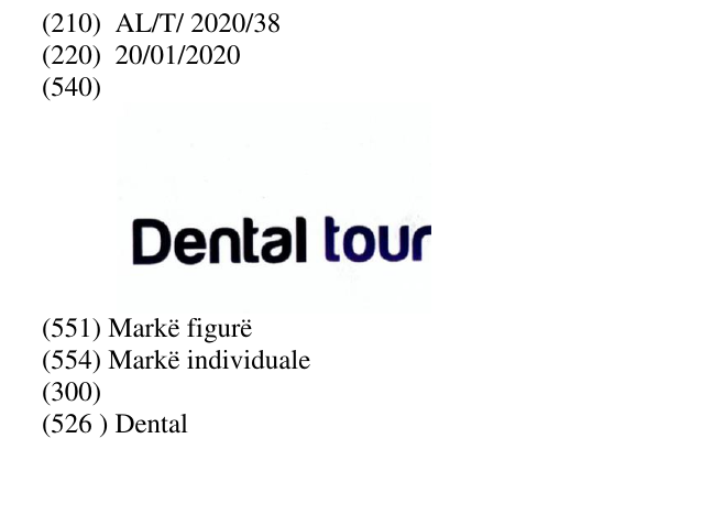 Zëri i markës Dental Buletini i Pronësisë Industriale 20 në buletin