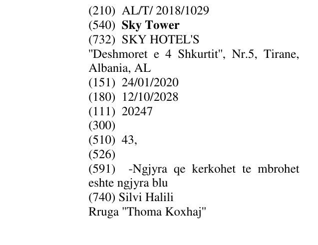 Zëri i markës Sky Tower në buletin
