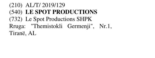 Zëri i markës LE SPOT PRODUCTIONS në buletin