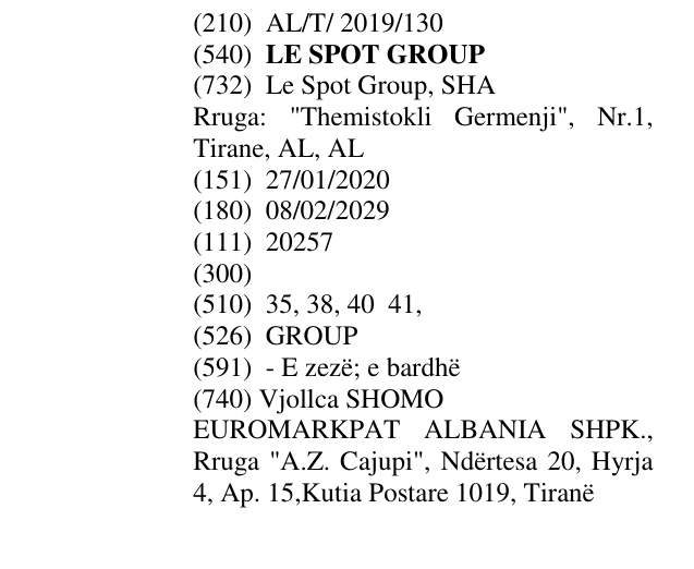 Zëri i markës LE SPOT GROUP në buletin