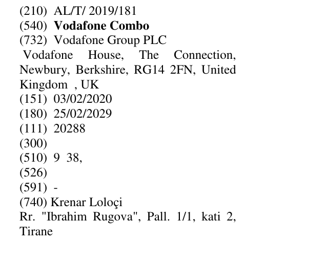 Zëri i markës Vodafone Combo në buletin