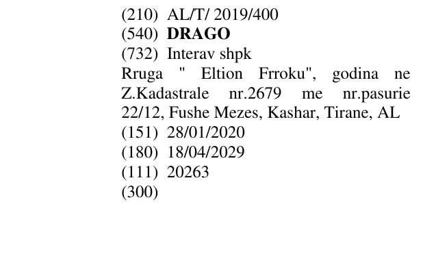 Zëri i markës DRAGO në buletin
