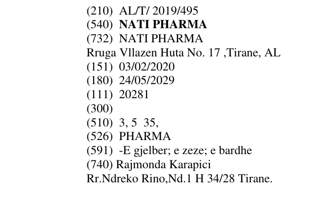 Zëri i markës NATI PHARMA në buletin