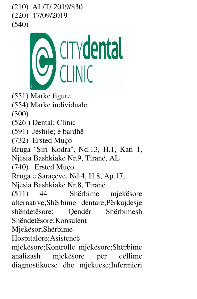 Zëri i markës Dental; Clinic në buletin