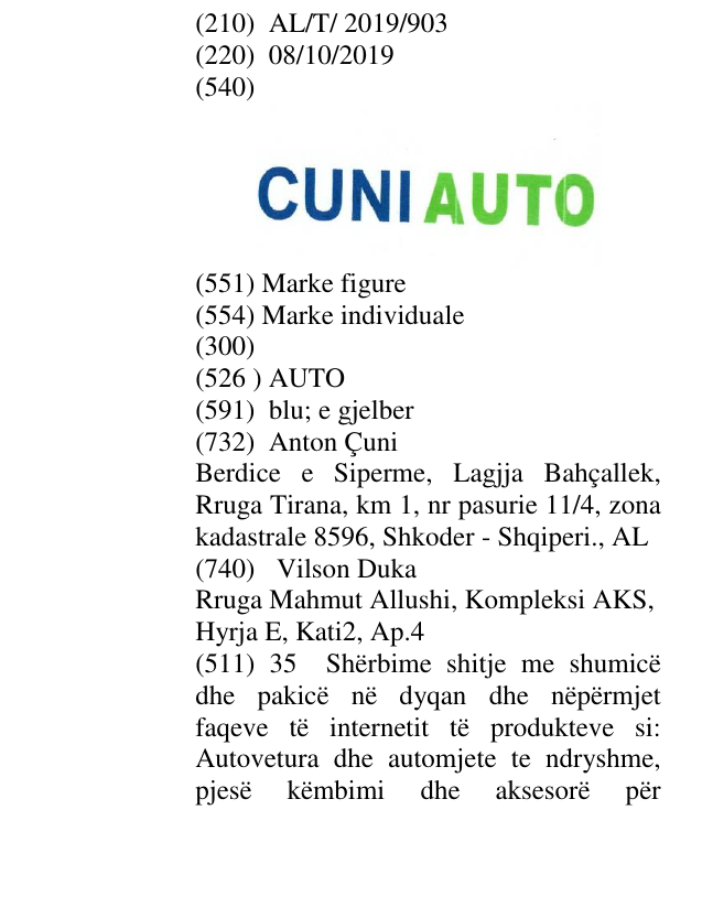 Zëri i markës AUTO në buletin