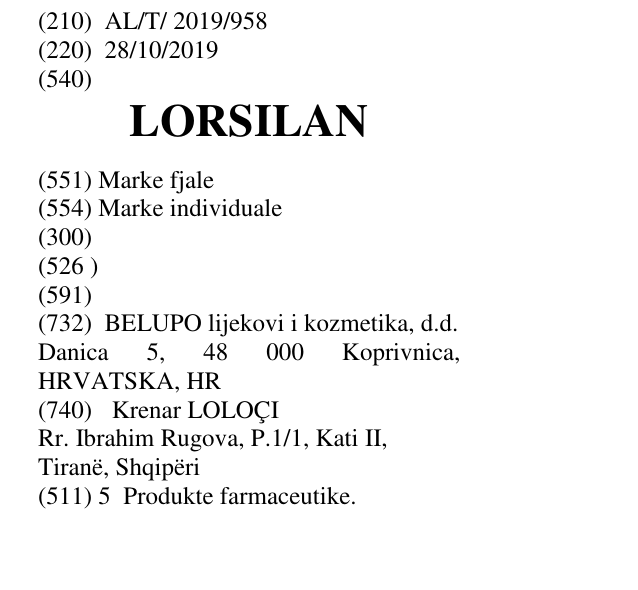 Zëri i markës LORSILAN në buletin