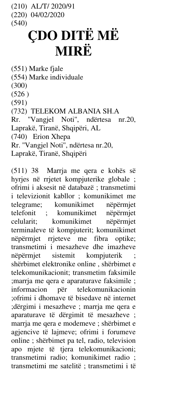 Zëri i markës ÇDO DITË MË MIRË në buletin