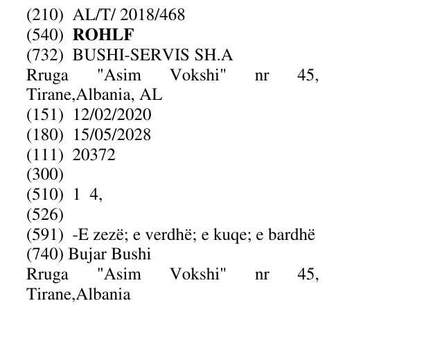 Zëri i markës ROHLF në buletin