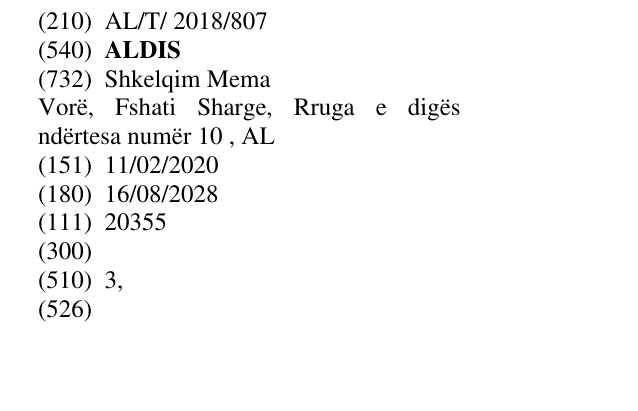 Zëri i markës ALDIS në buletin