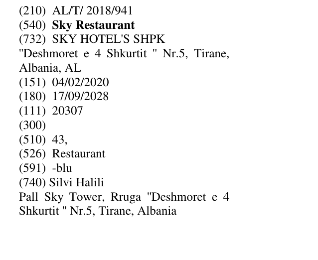 Zëri i markës Sky Restaurant në buletin